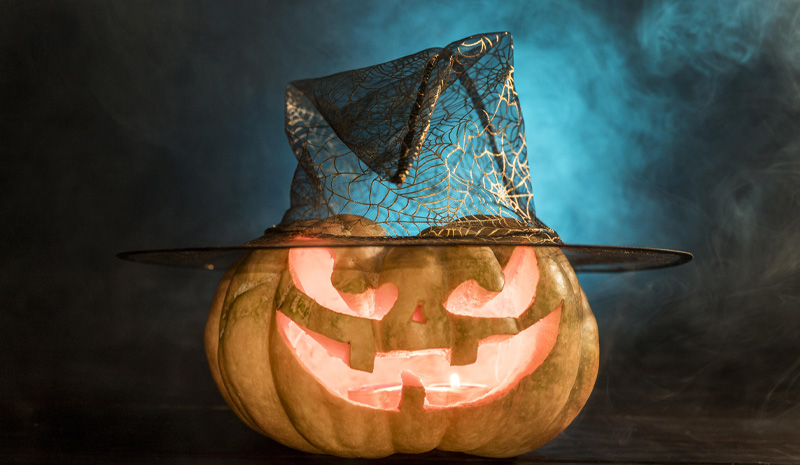 calabaza con sombrero de halloween